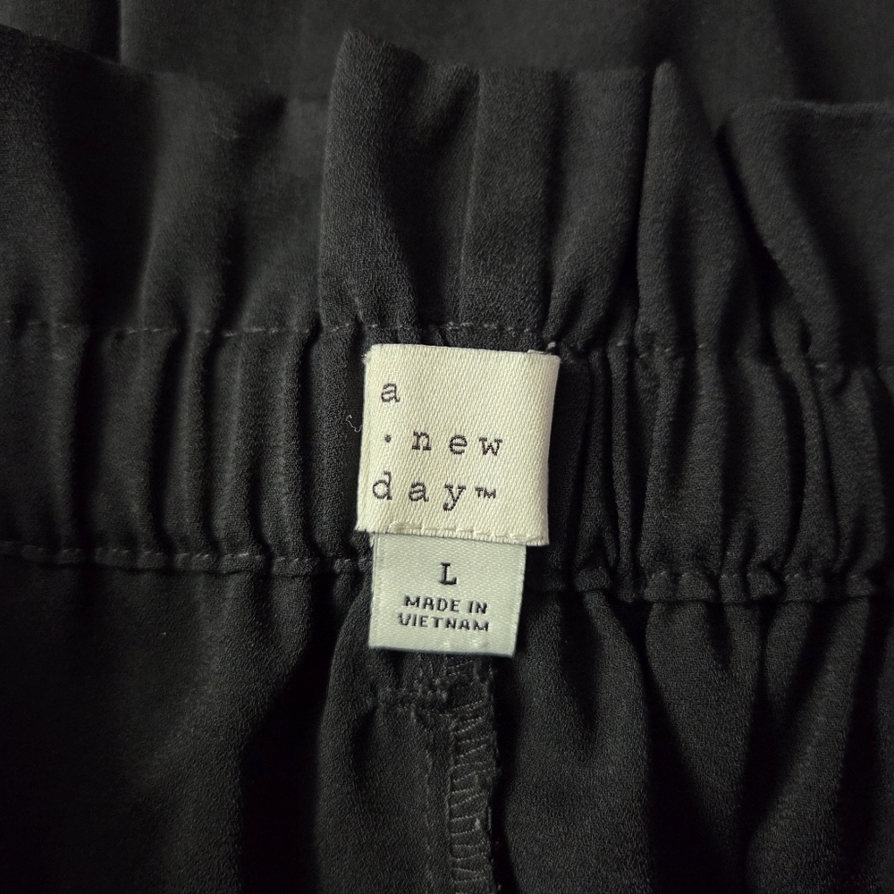 A New Day Large Black High Ruffle Waist Front Tie Belt Wide Leg Trousers - Picture 9 of 10